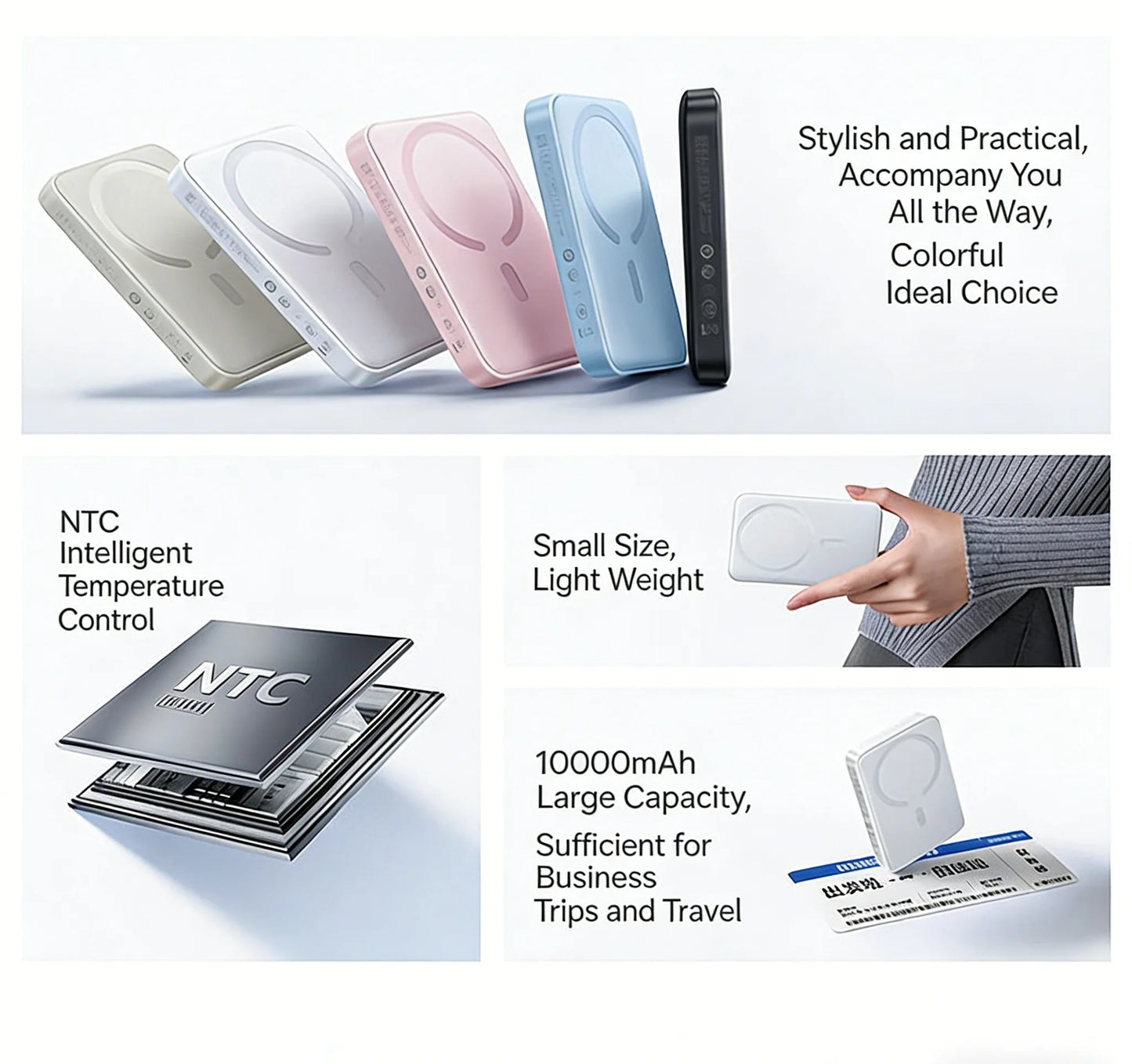 Baseus Ultra Slim 10000Mah Magnetic Battery Pack , 22.5W Wireless Power Bank Mini Chargerfast Charging